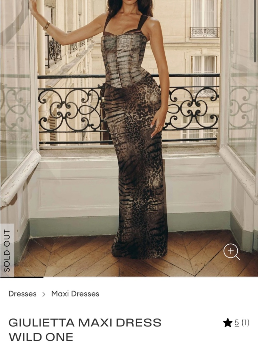 Giulietta Wild One Maxi Dress in Brown Animal Print